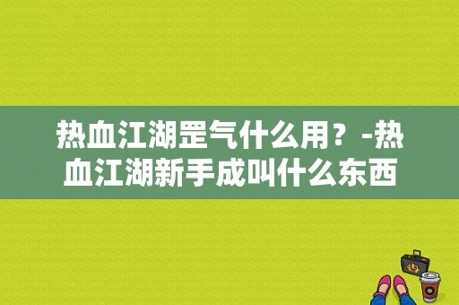 热血江湖罡气什么用？-热血江湖新手成叫什么东西