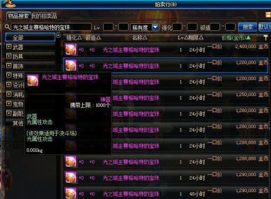 dnf光属性攻击宝珠都是什么名字？-dnf光属性