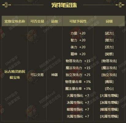 宠物属性强化宝珠有哪些？-dnf加体力的宝珠