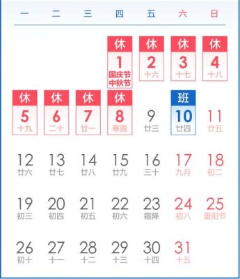 2011年国庆放假，10月9日调休上班，上的是星期几的班？-dnf2011国庆套