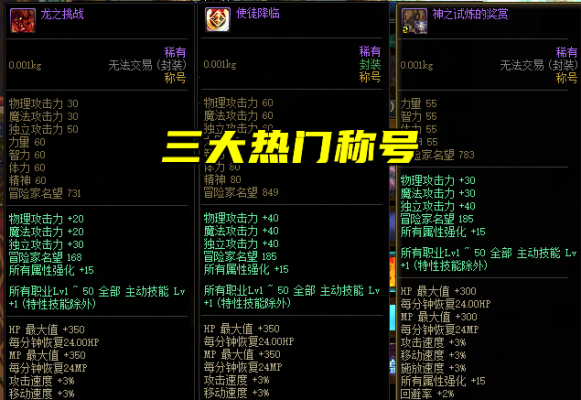 地下城什么称号名望高便宜？-dnf称号龙之挑战